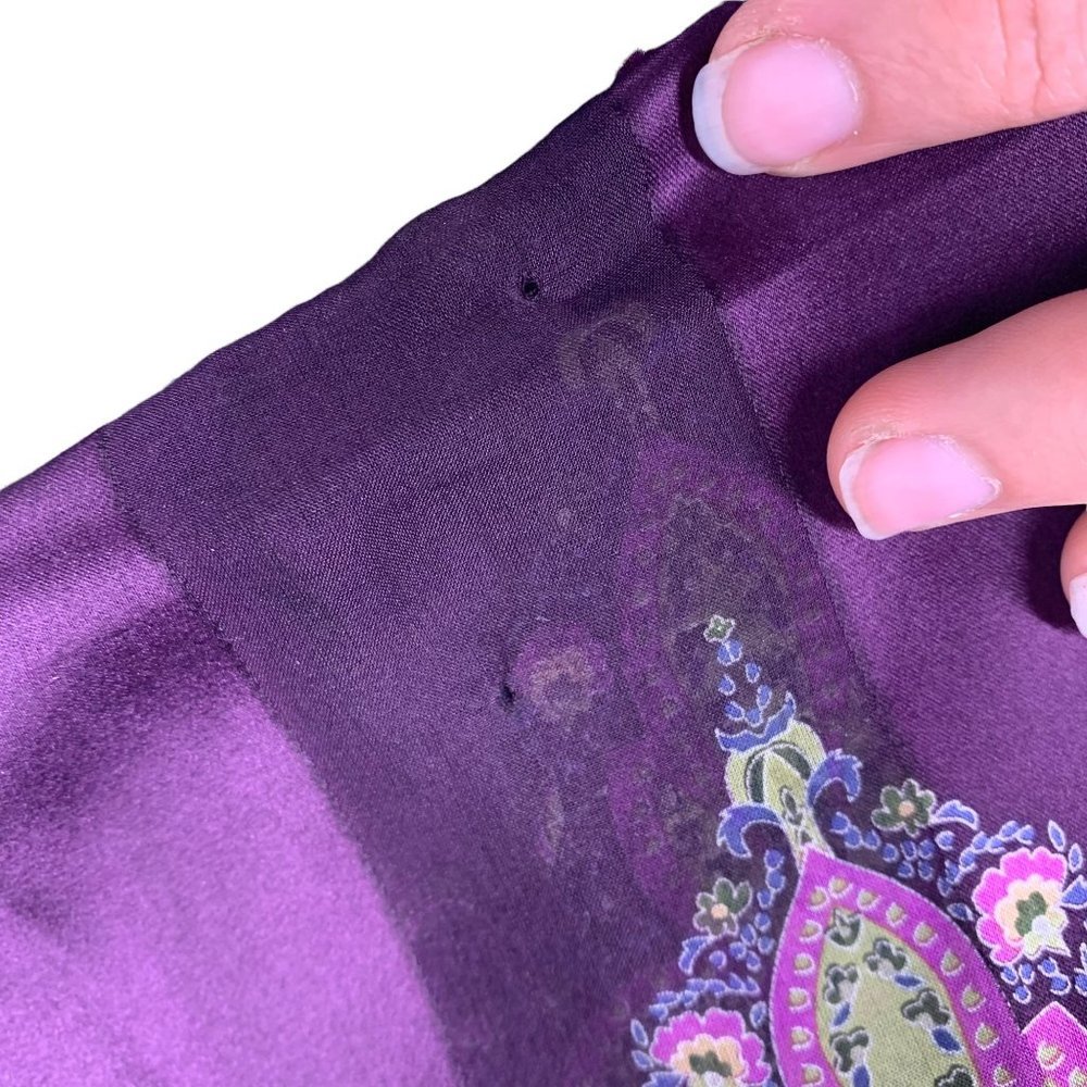 Echo Purple Green Paisley Long Silk Scarf - Picture 7 of 7